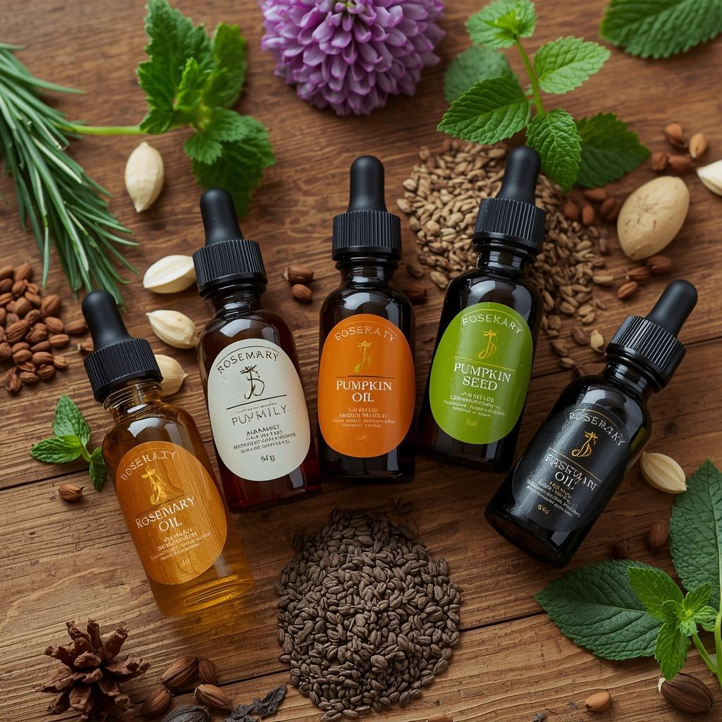 Best oils for hair growth and thickness including peppermint and black seed oil.