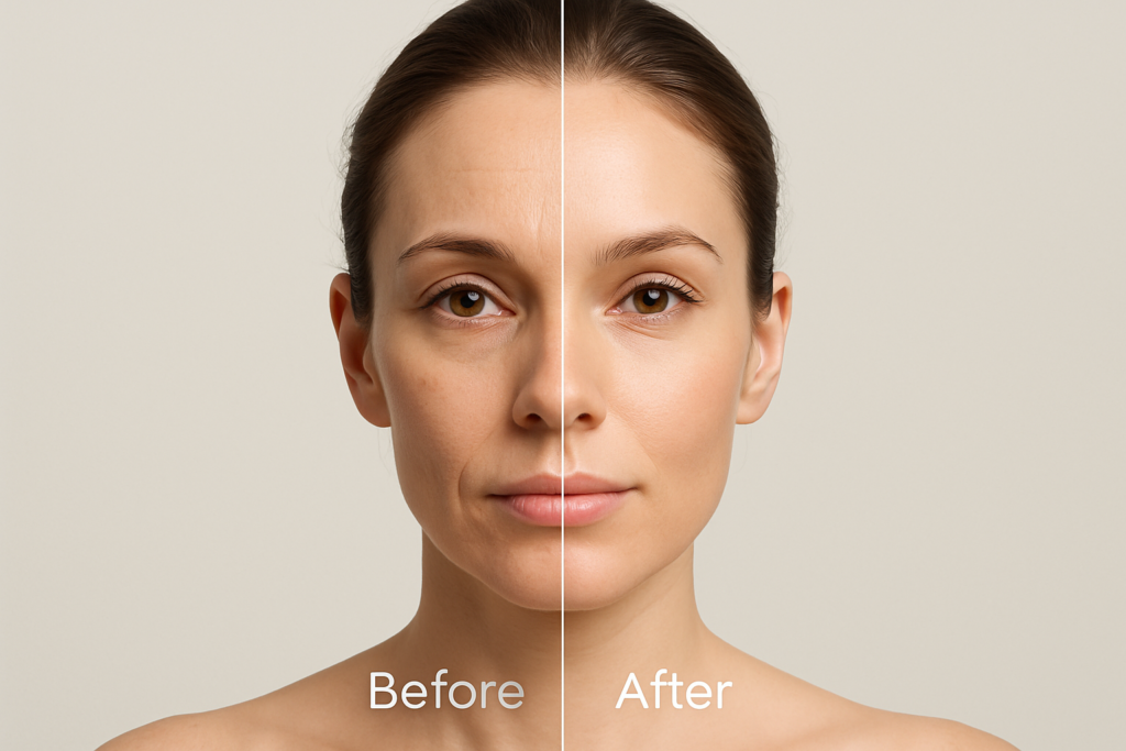 Facial anatomy diagram highlighting the malar fat pads and skin support structures.