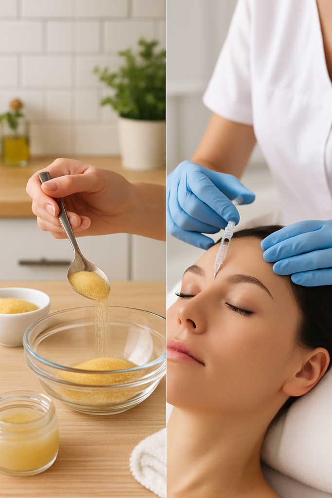 Comparing the tightening effects of a Gelatin Face Mask for Wrinkles with professional Botox injections.