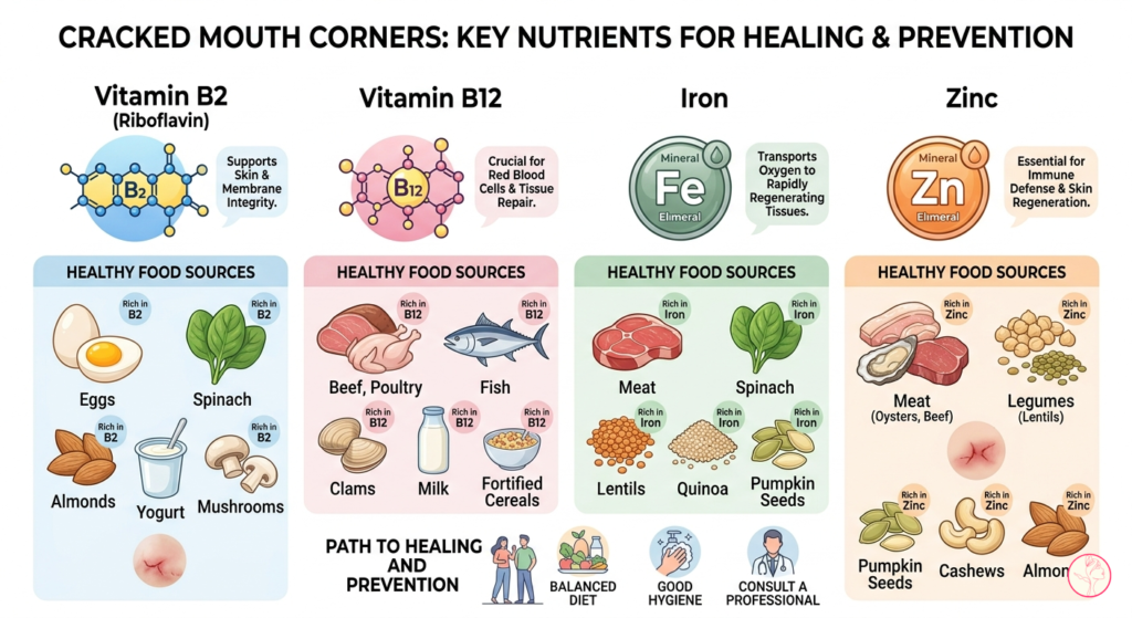 Foods to fix Vitamin Deficiency Causing Cracked Mouth Corners