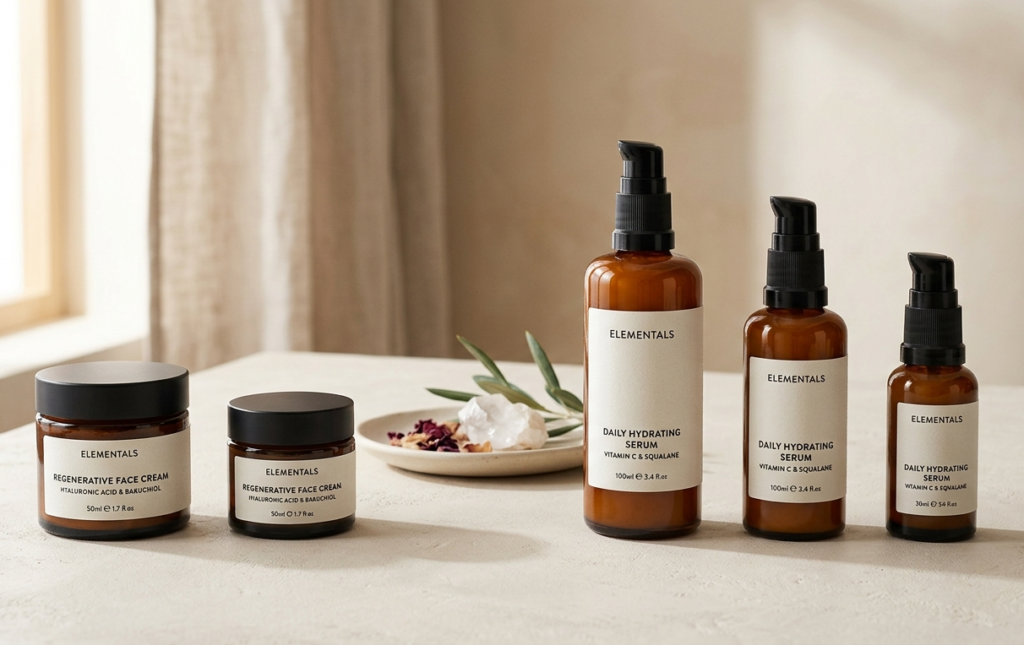 Amber glass jars for homemade anti-aging face cream recipe storage