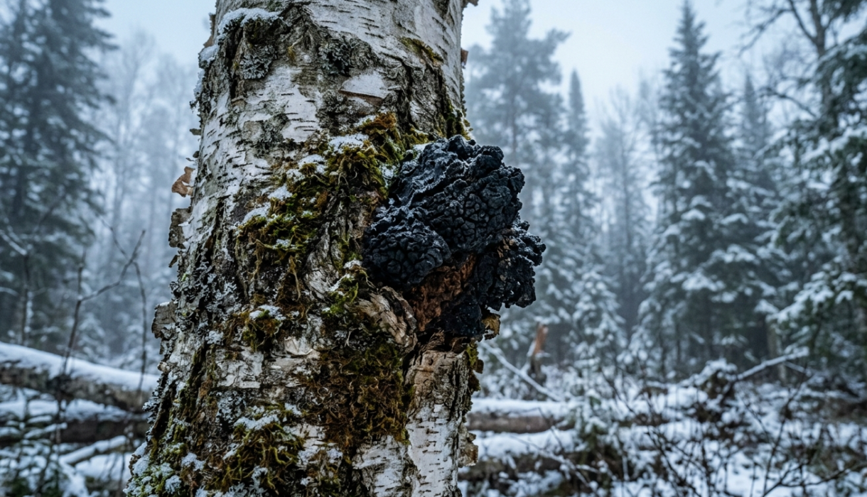 Chaga mushroom benefits for immune system and skin guide with wild chaga chunks