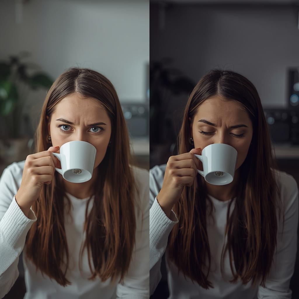 A woman drinking matcha green tea as part of fighting low energy naturally without caffeine strategies.