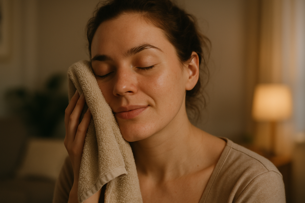 Applying a warm compress to bring a blind pimple to a head safely at home