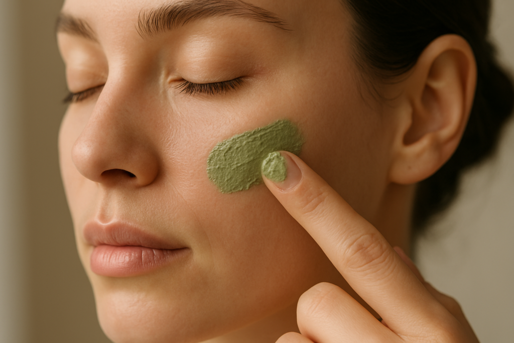Using a clay mask as a professional blind pimple treatment at home to draw out impurities