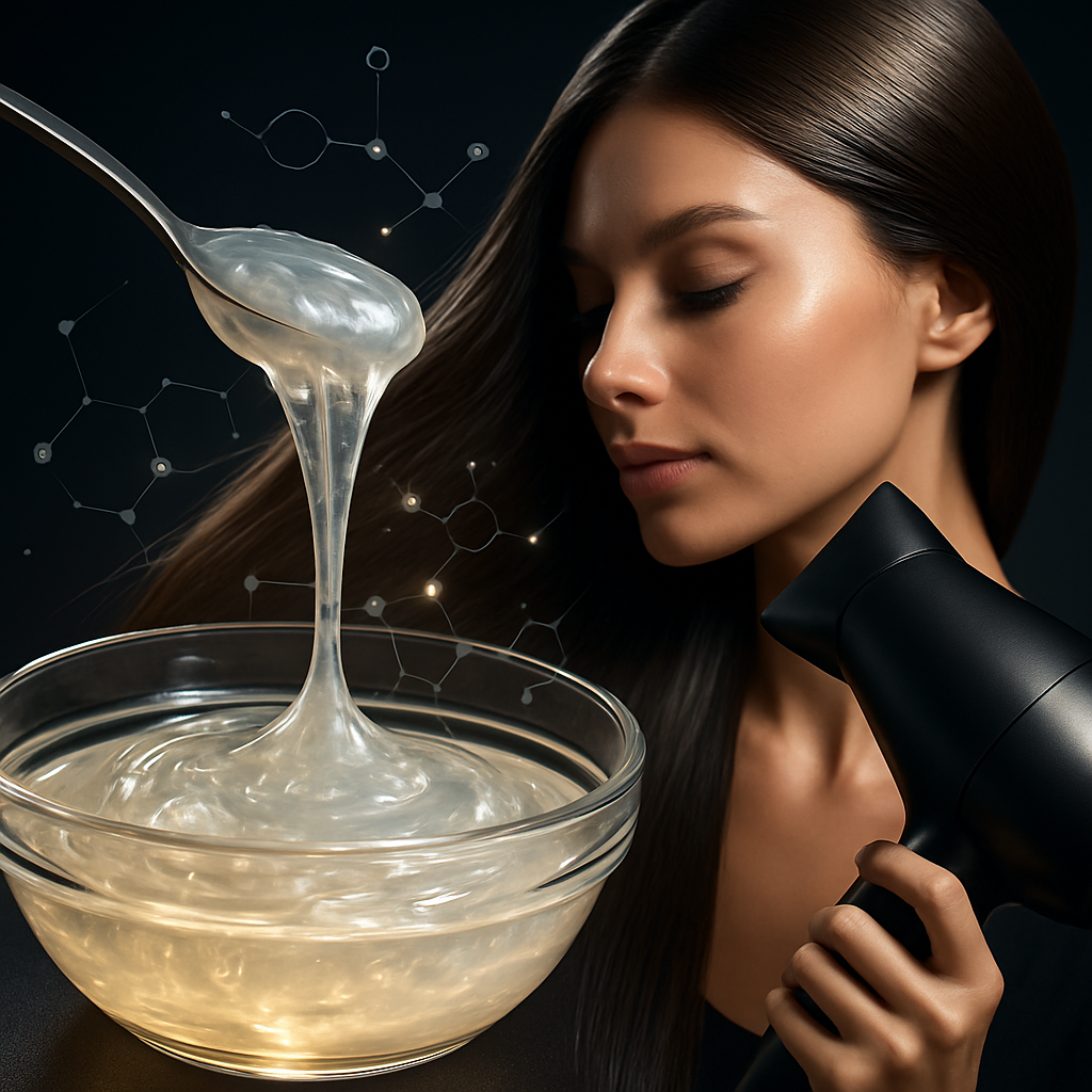DIY hair lamination at home using gelatin for protein repair