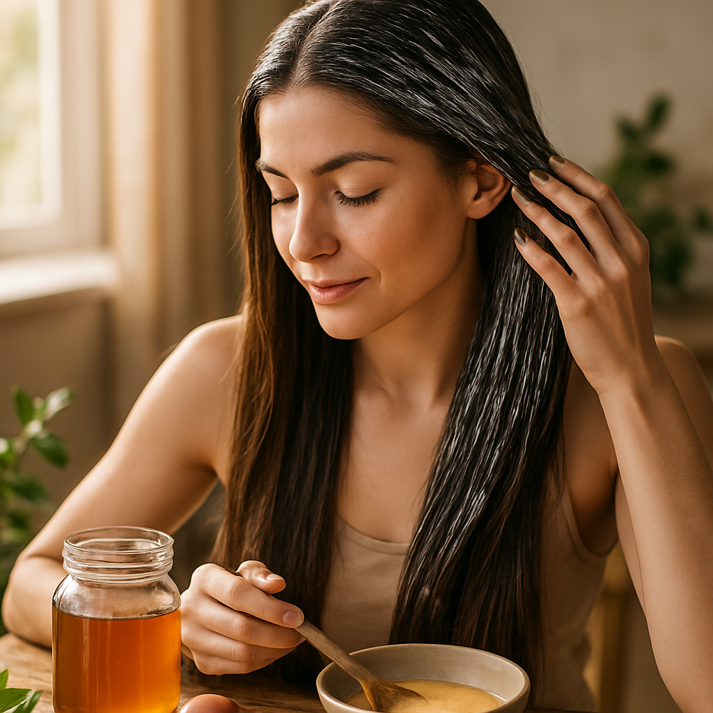 Homemade hair treatment for damaged hair with natural oils