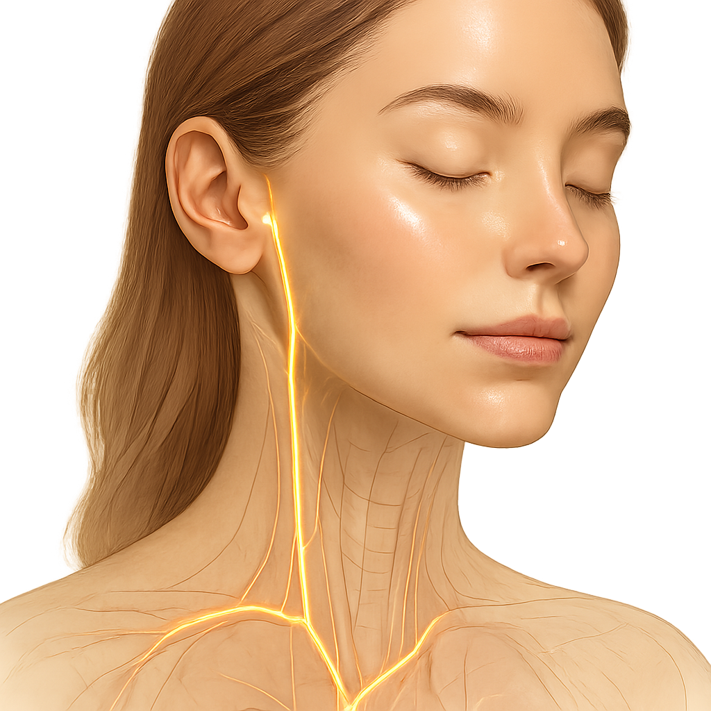 Diagram showing Vagus nerve stimulation for face puffiness points