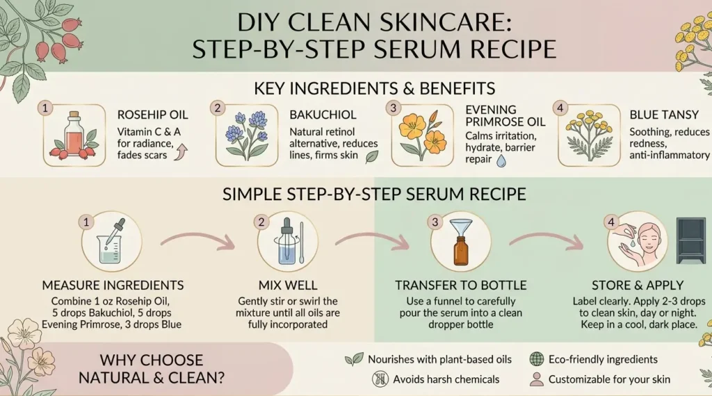 Infographic recipe for Nightly Reset using plant-based retinol alternatives