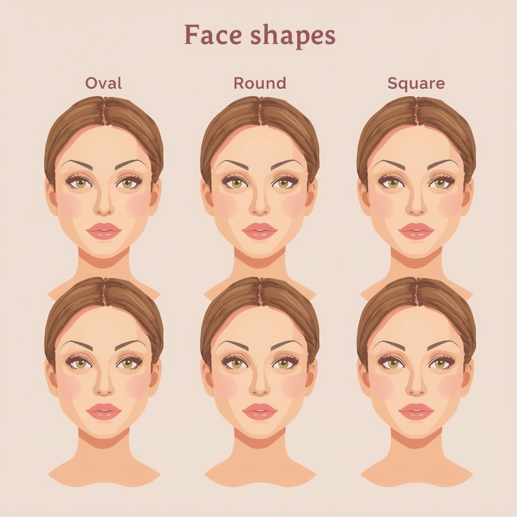 Natural makeup look for beginners adapted for round oval and square face shapes