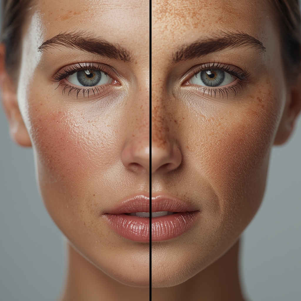 Comparing signs of oily vs dry skin textures and pore sizes