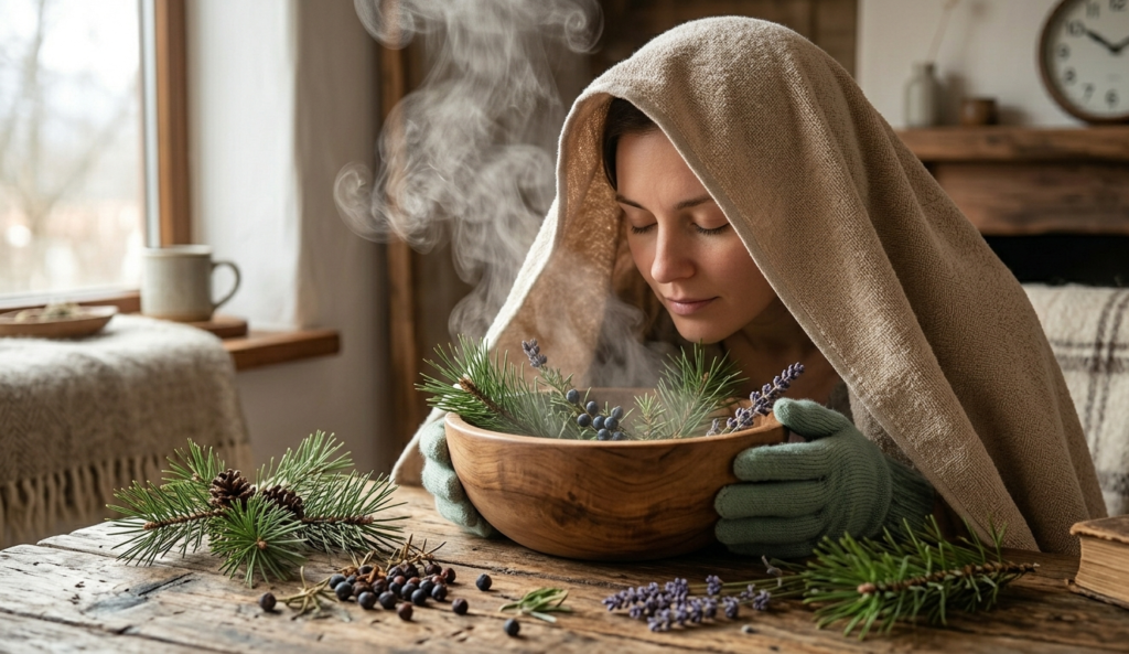 Pine needle steam inhalation for how to get rid of a cold fast at home naturally