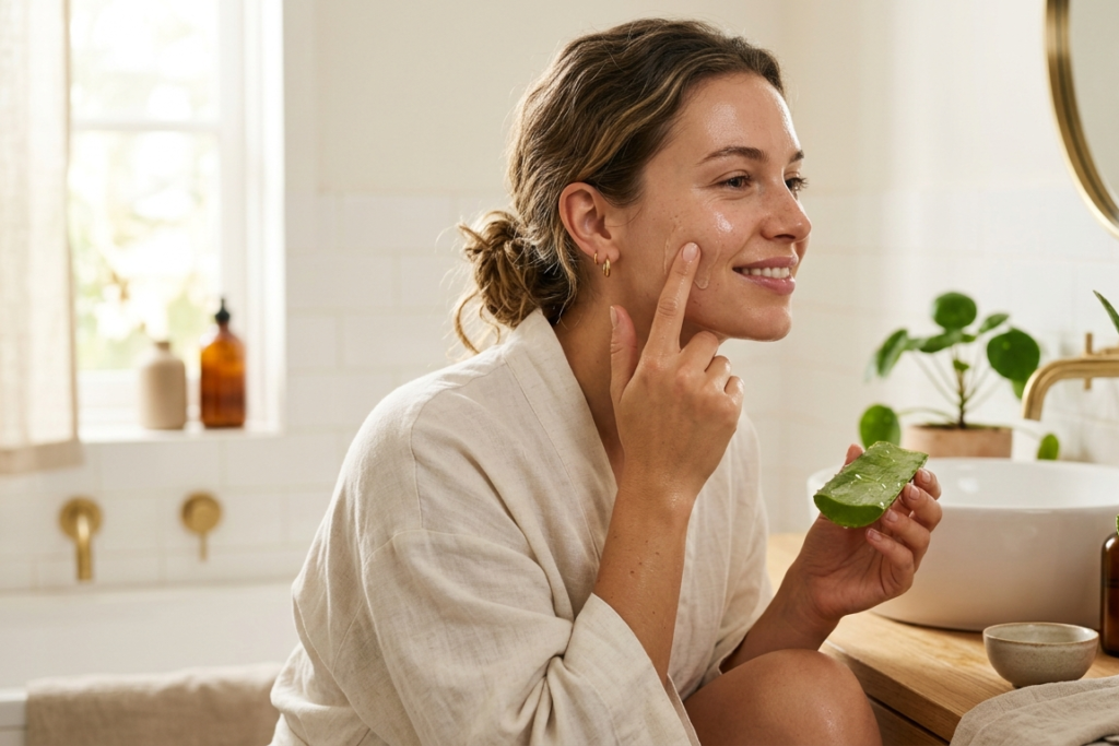 Fresh aloe vera gel and leaf for aloe vera benefits for face and skin