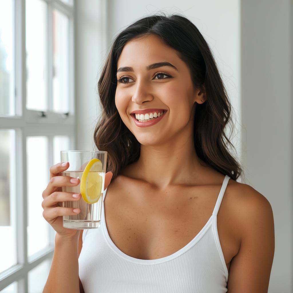 Confident woman with fresh breath and radiant beauty from natural detox