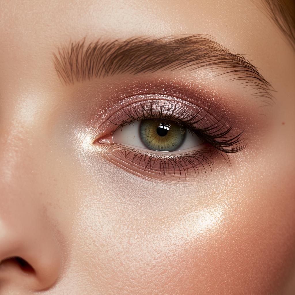 Soft aura makeup for green eyes using diffused lavender and mauve tones for a 2026 aesthetic.