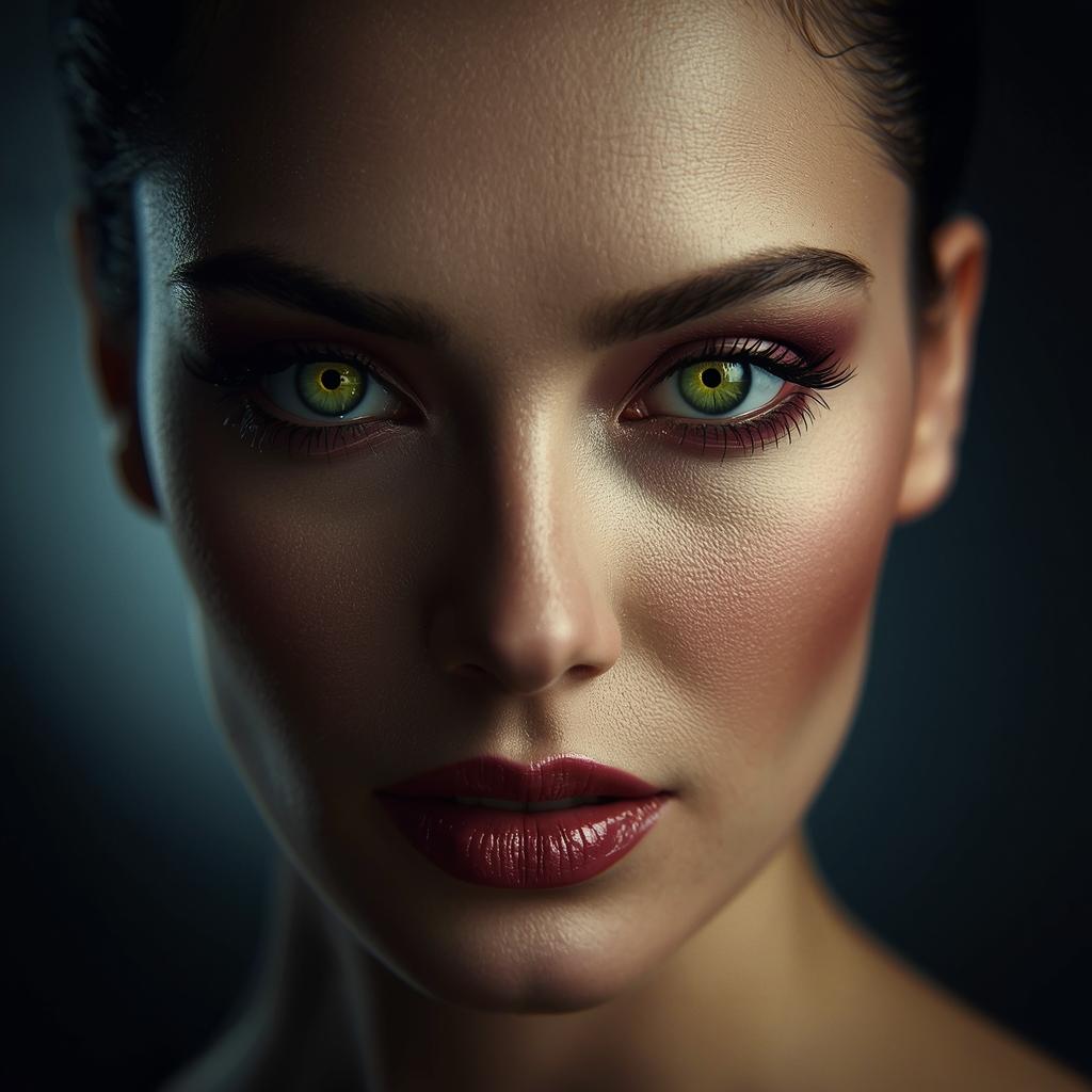 Stunning final look of a woman with green eyes wearing professional 2026 trend makeup.