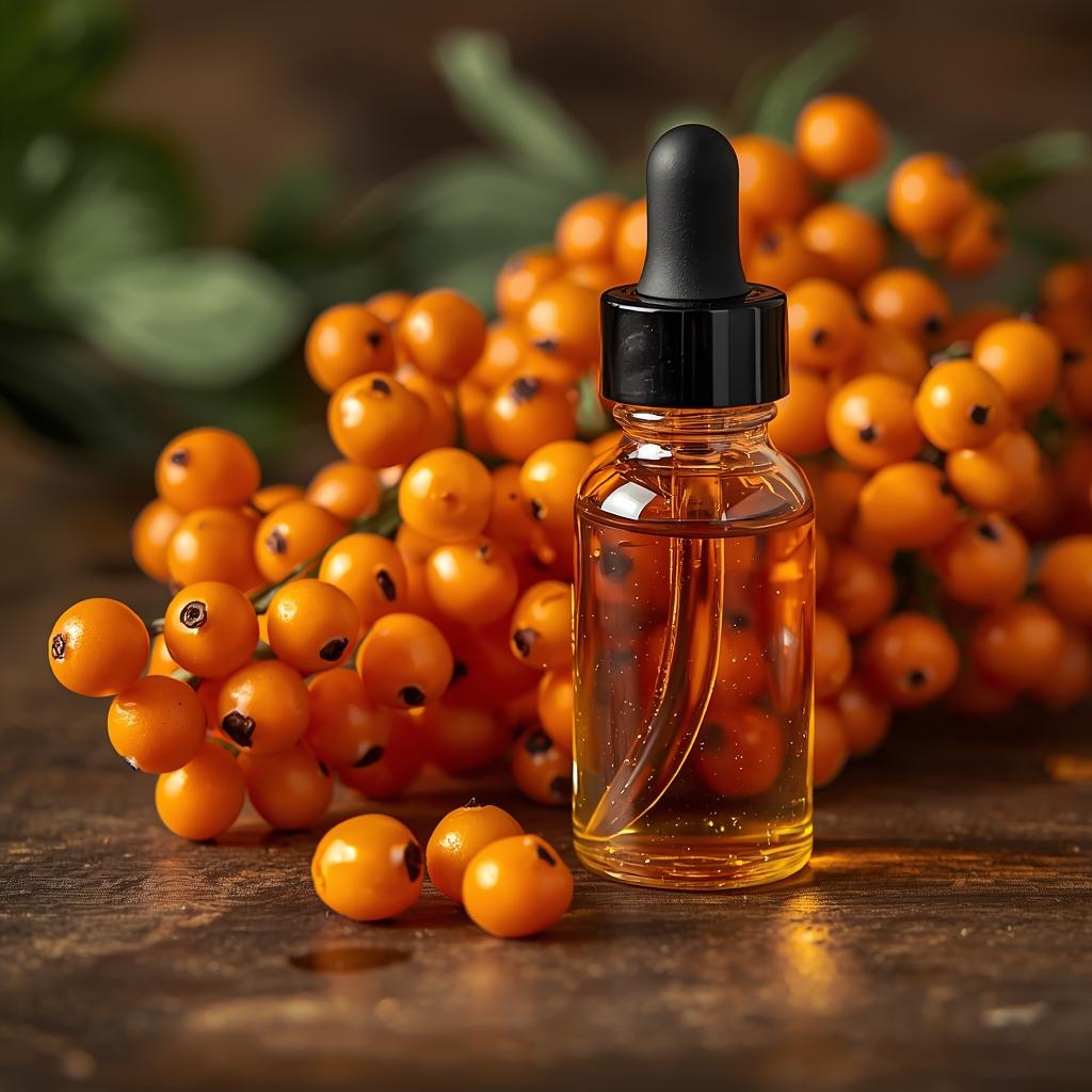 Bright orange sea buckthorn berries for sea buckthorn oil benefits for skin rejuvenation