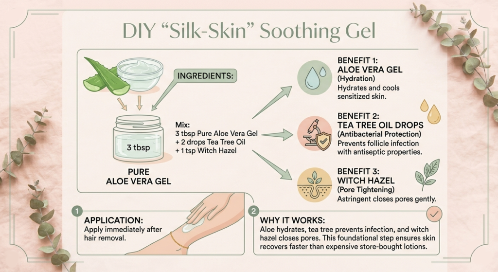 Infographic for DIY soothing gel: natural body hair removal at home aftercare