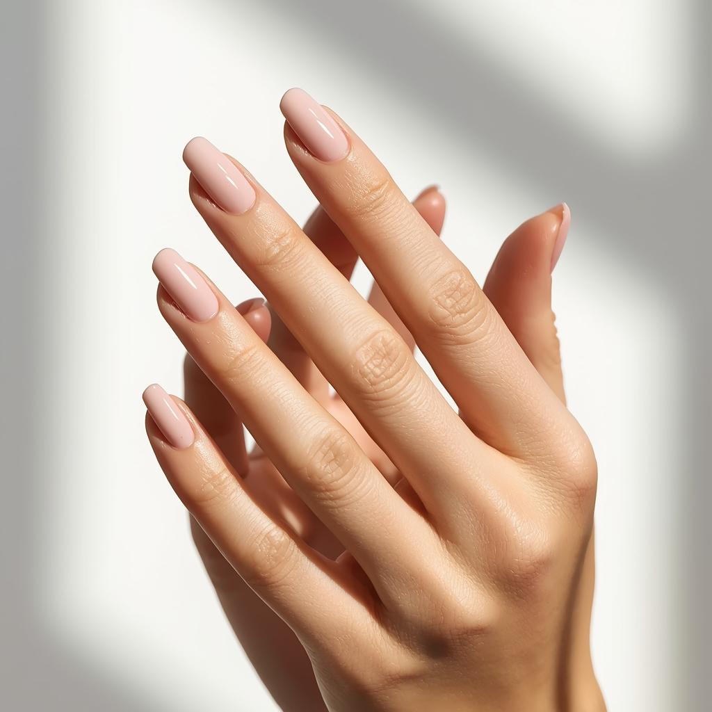 Confident woman showing off healthy and strong nails from natural DIY care