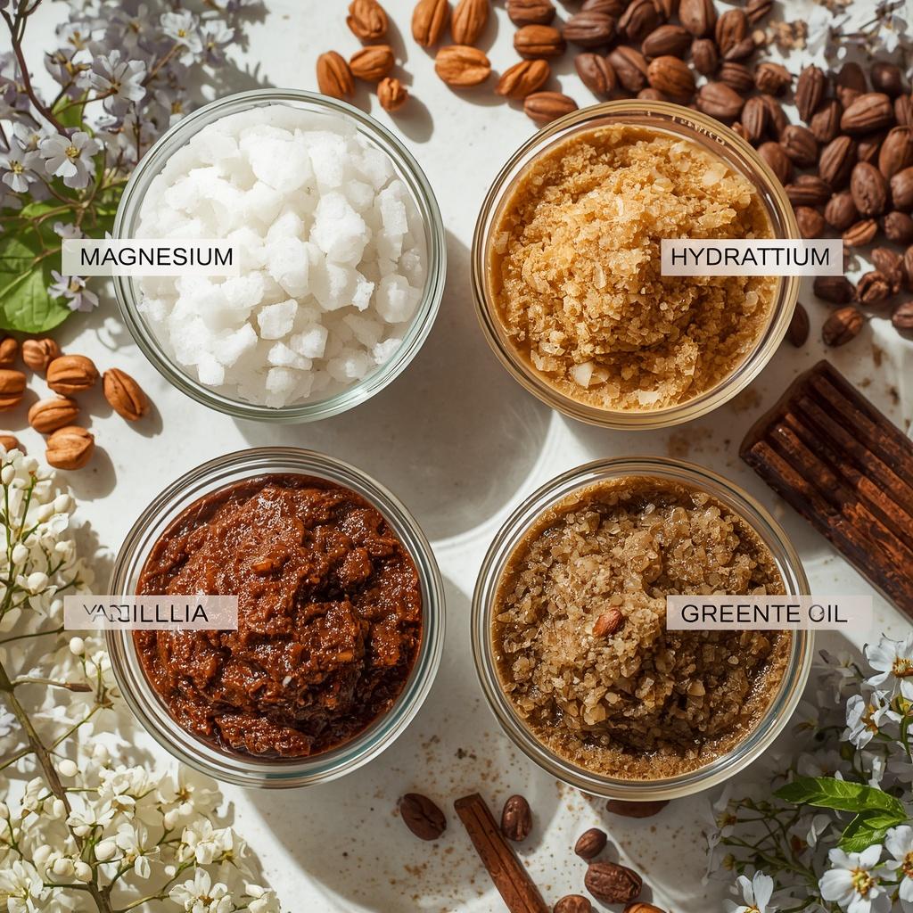 Four different DIY coffee scrub variations for detox, hydration, circulation, and antioxidant protection.