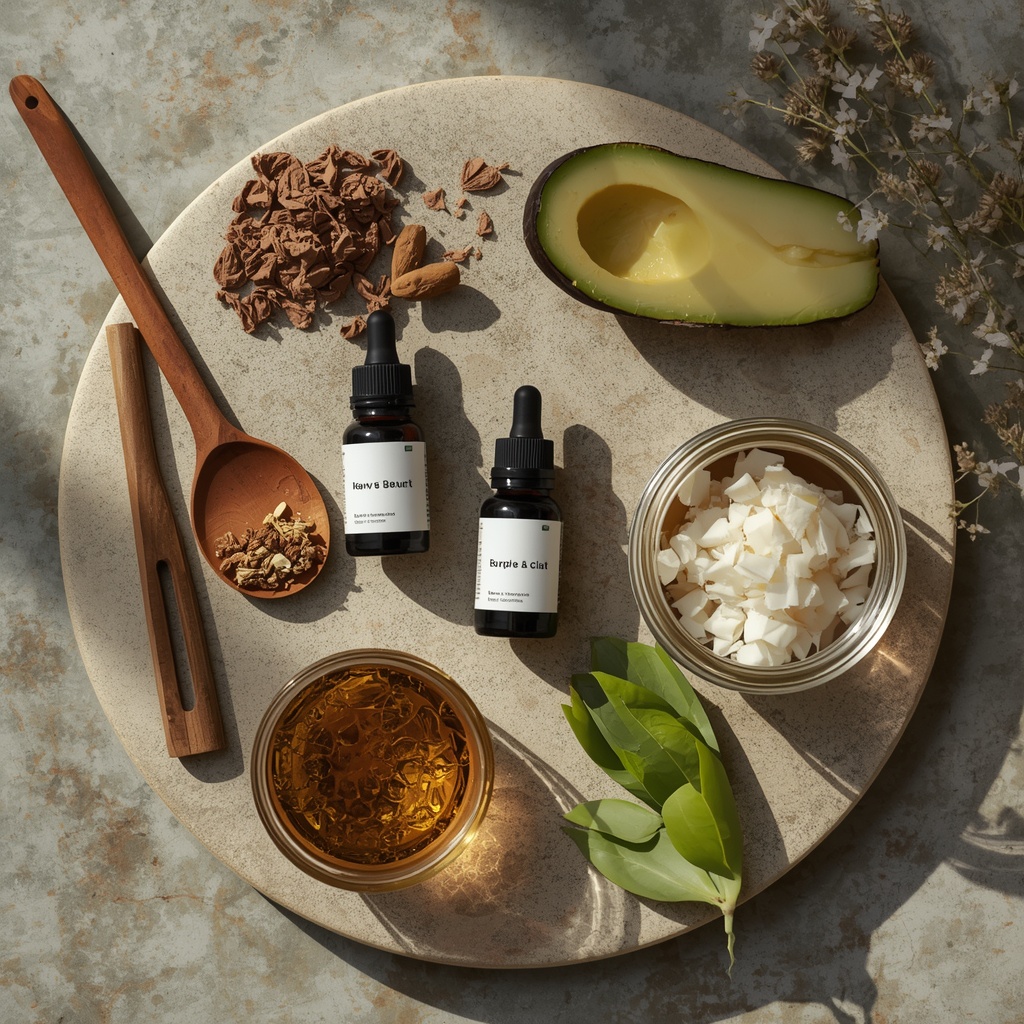Professional botanical ingredients used for DIY pharmacy beauty products to replace synthetic chemicals.