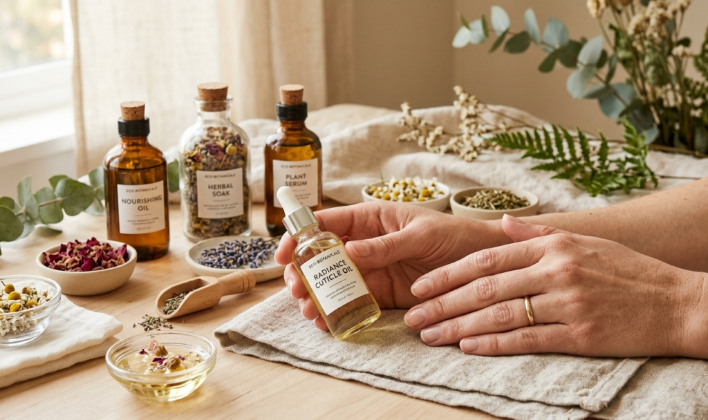 Natural nail care treatments and non-toxic polishes for an eco-friendly nail care routine.