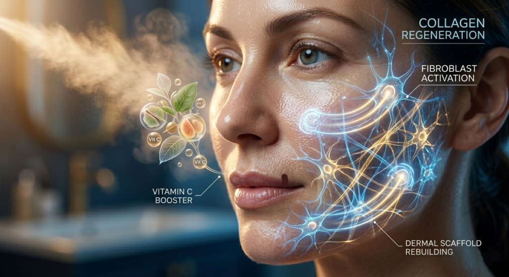 Botanical vitamin C and oils for how to boost collagen production at home.