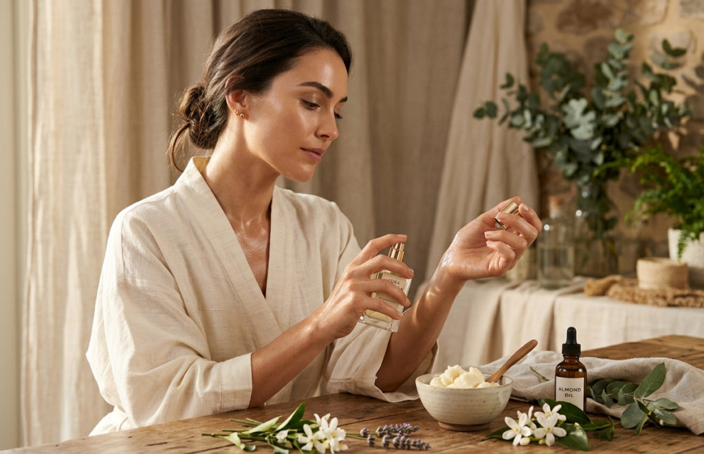 How to layer perfumes and cosmetics safely using raw shea butter bases.