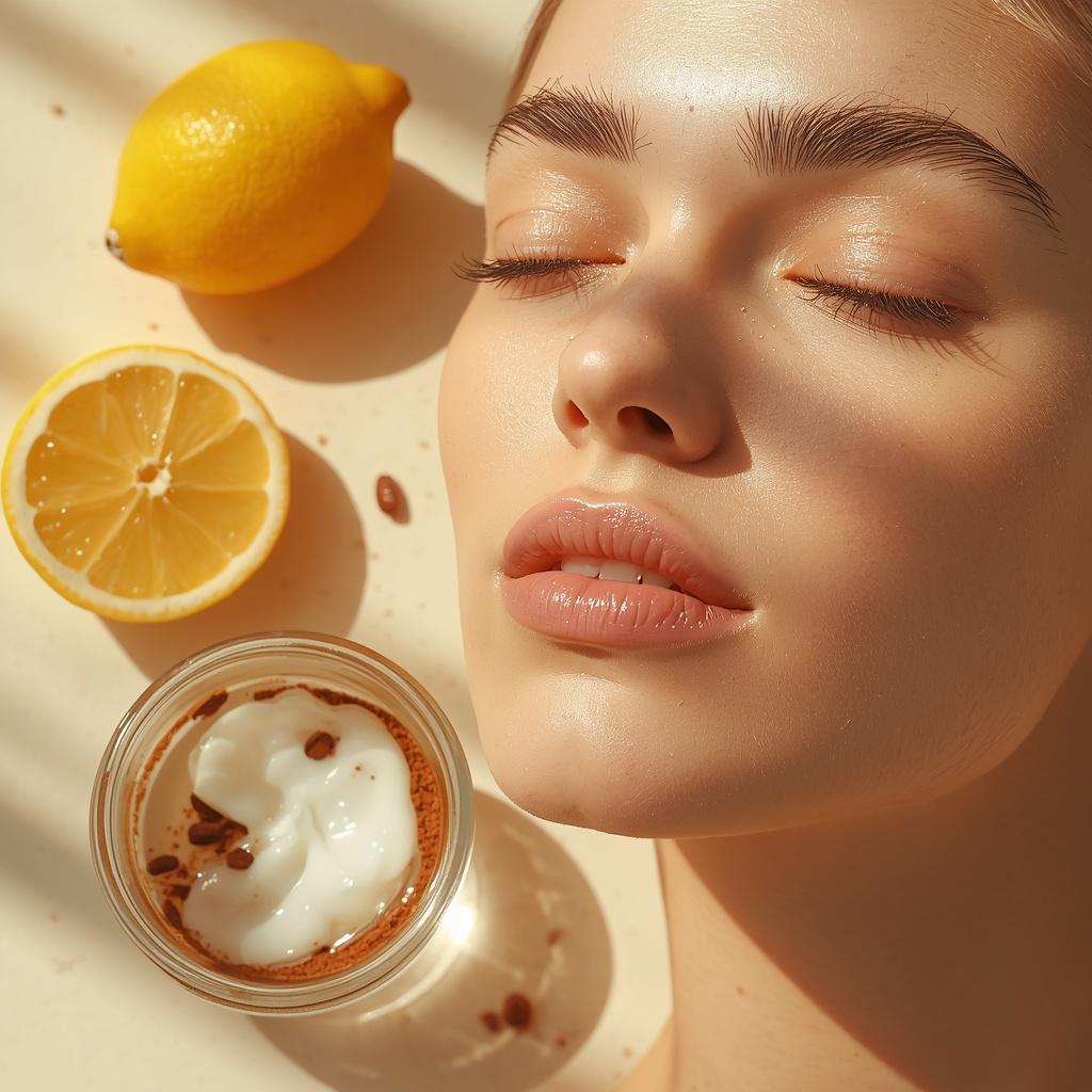 Natural treatment for skin discoloration using a mixture of coffee grounds and fresh lemon juice.