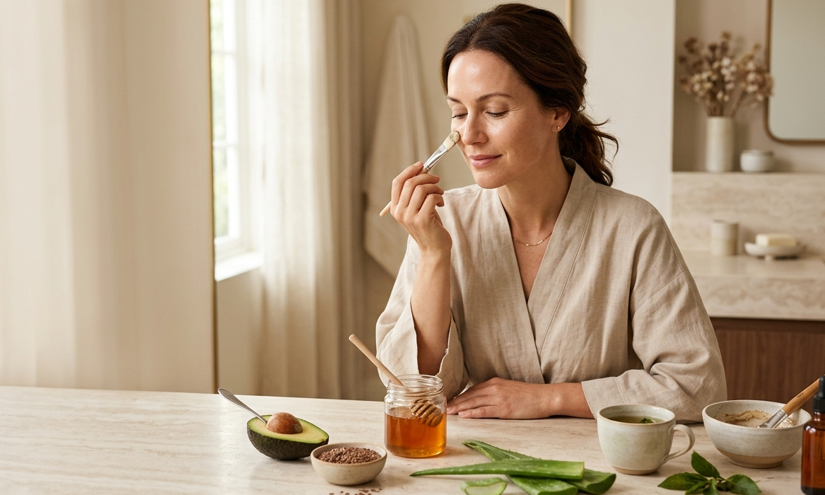 How to reduce wrinkles naturally with DIY rituals using organic oils and herbs.