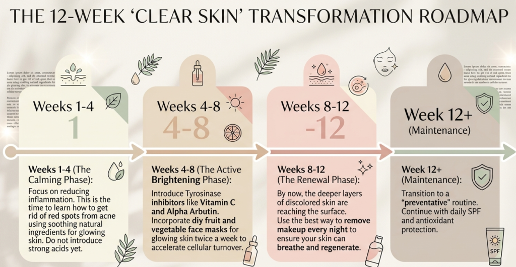 Infographic: 12-week timeline for skin discoloration transformation